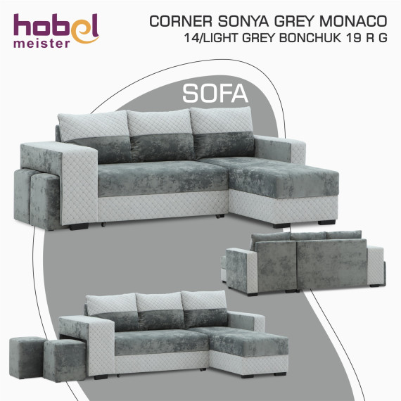 диван HOBEL CORNER SONYA GREY MONACO 14/LIGHT GREY BONCHUK 19  R G (5)