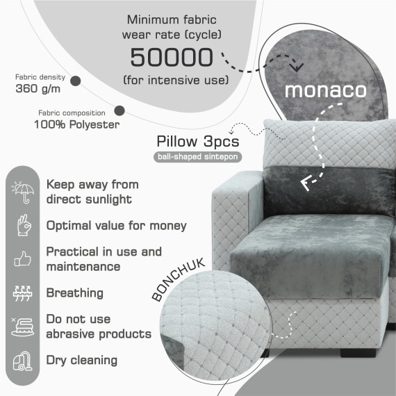диван HOBEL CORNER SONYA GREY MONACO 14/LIGHT GREY BONCHUK 19  R G (5)