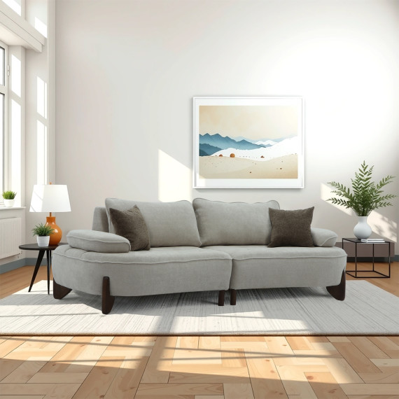 sofa HOBEL DANIA 2 STR CREAM BONCUK 4/ BROWN BEATTO 1012 (2)