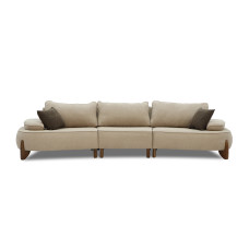 sofa HOBEL DANIA 3 STR OAK CREAM BONCUK 4/ BROWN BELLA 6 (4)