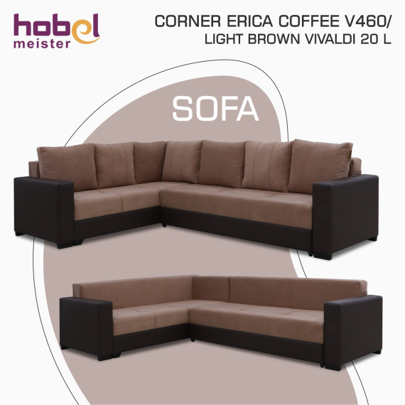 диван HOBEL CORNER ERICA COFFEE V460/ LIGHT BROWN VIVALDI 20 L(6)