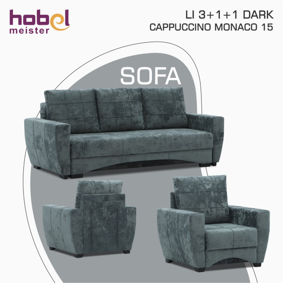 гарнитур HOBEL LI 3+1+1 F/P DARK GREY MONACO 15 (5)