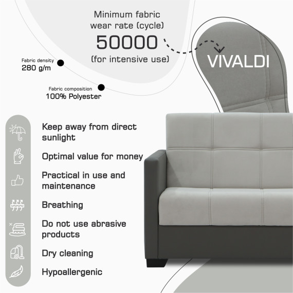 დივანი HOBEL MARVEL ECONOM F/R GREY V460/LIGHT GREY VIVALDI 6 (2)