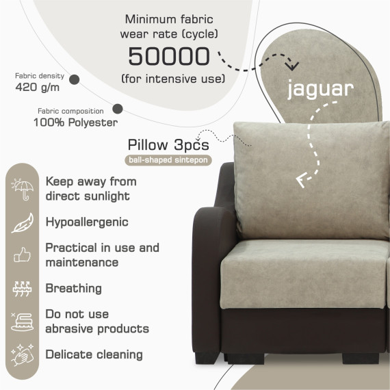 диван HOBEL MONICA BROWN 3673/CREAM JAGUAR 03 G (4)