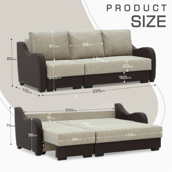 диван HOBEL MONICA BROWN 3673/CREAM JAGUAR 03 G (4)
