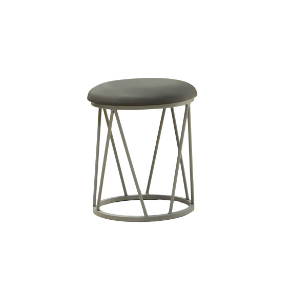 ტაბურეტი და პუფი HOBEL GLOW METAL GREY7035/LEATHER GREY (1)