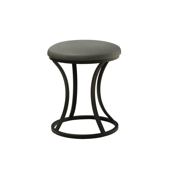 ტაბურეტი და პუფი HOBEL RING METAL BLACK/LEATHER GREY (1)
