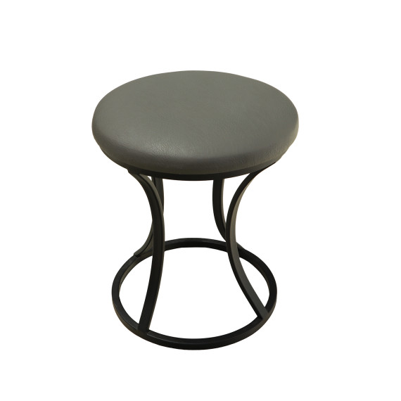 ტაბურეტი და პუფი HOBEL RING METAL BLACK/LEATHER GREY (1)